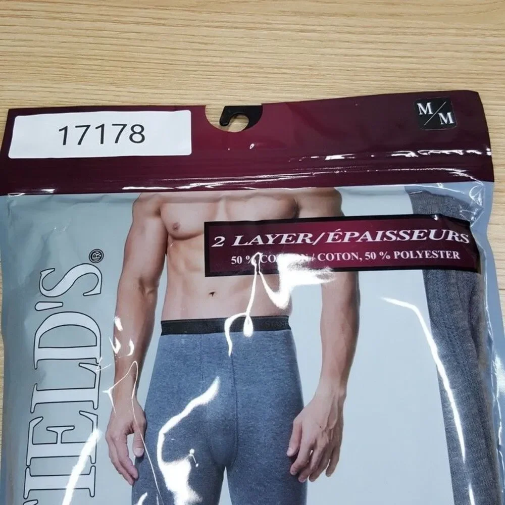 STANFIELDS Long Johns Mens Medium Gray 2 Layer Fitted Base Layer Pants